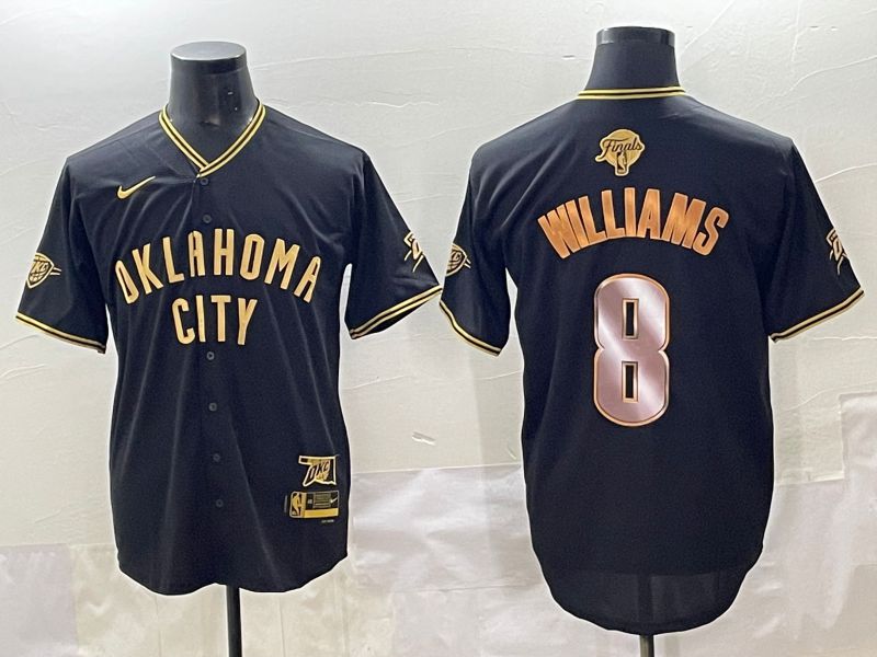 Men 2025 Oklahoma City Thunder #8 Williams Black Gold Nike Joint Name NBA Jersey style 11